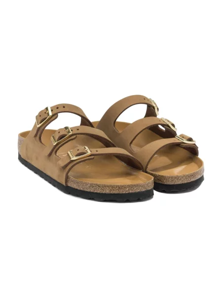Klapki Birkenstock skórzane brązowe