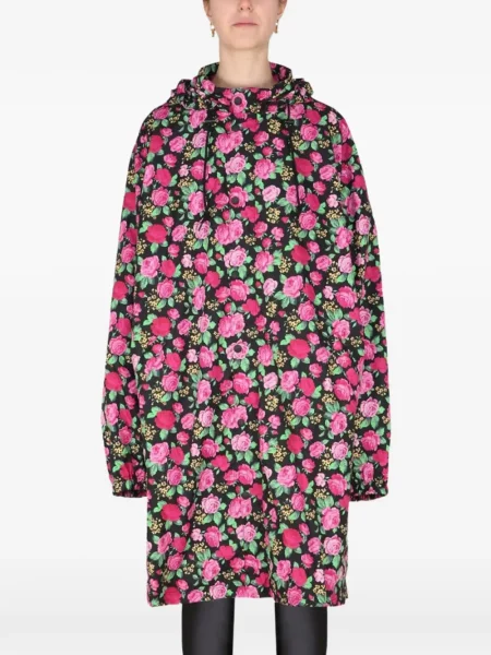 Palton Balenciaga cu model floral cu imagine negru