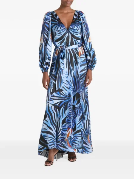 Rochie maxi Temperley London cu imagine plic albastru