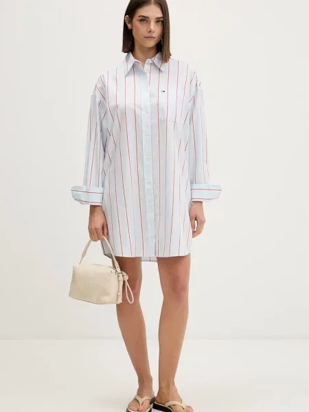 Tommy Jeans rochie tip cămașă din albastru