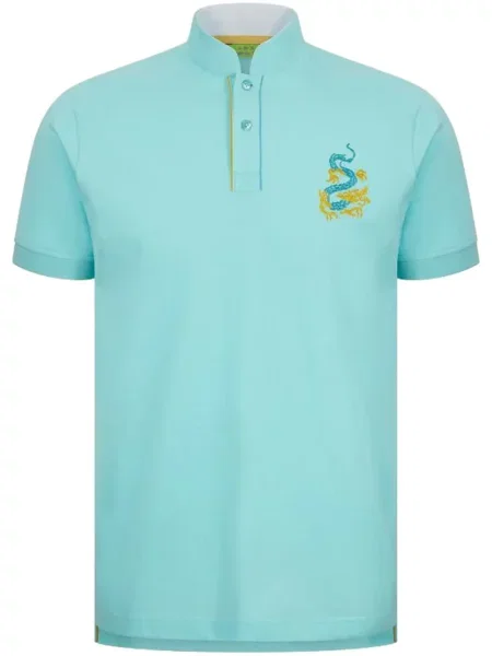 Haftowane polo Shanghai Tang niebieskie