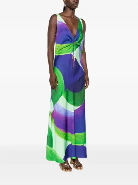 Rochie maxi Themis Z cu imagine cu imprimeu abstract verde