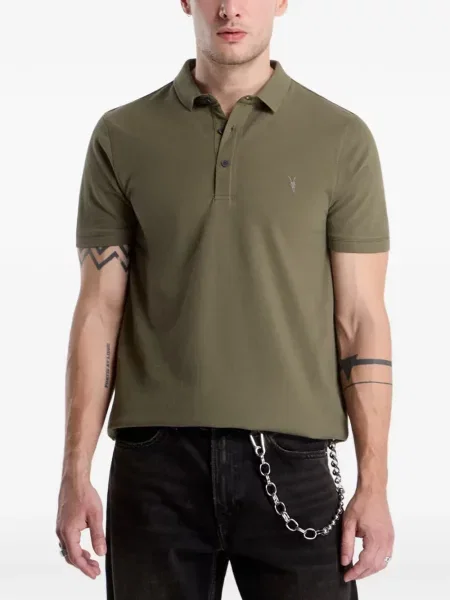 Krótka koszulka polo Allsaints z logo zielona