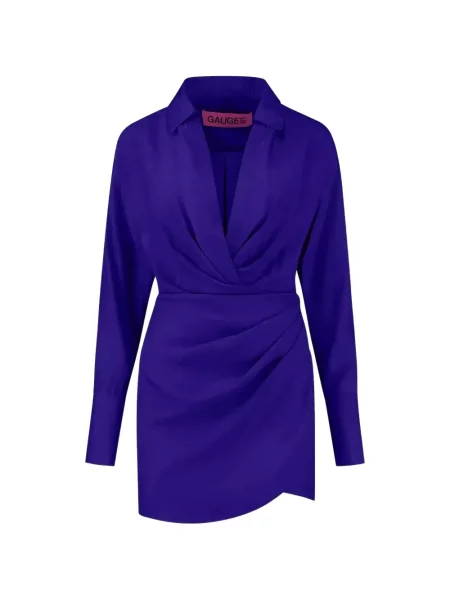 Rochie tip cămașă Gauge81 asimetrică albastru