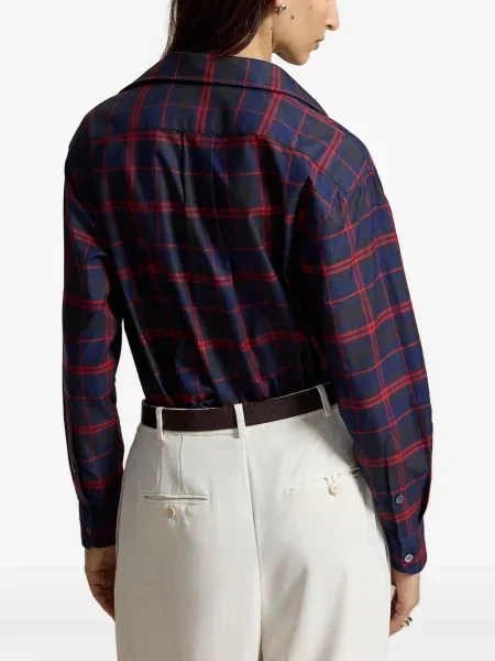 Hálós kockás pólóing Polo Ralph Lauren nyomtatás fekete