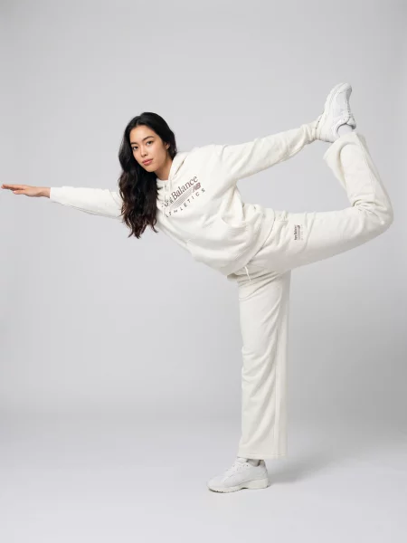 Fleecová fleecová mikina New Balance béžová