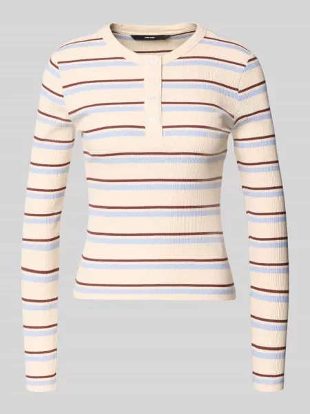 Bluzka z długim rękawem o kroju slim fit z mieszanki bawełny model KATIE' Vero Moda
