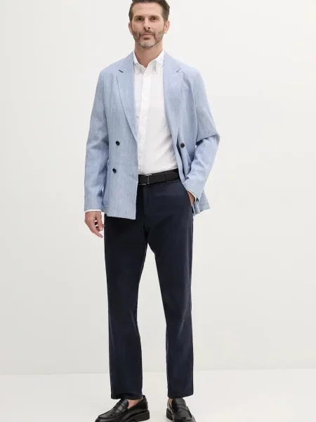 Tommy Hilfiger marynarka z domieszką lnu niebieski
