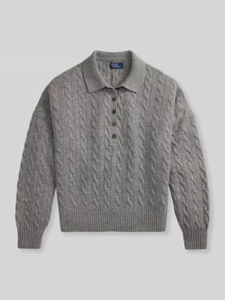 Sweter o kroju loose fit z mieszanki wełny z domieszką kaszmiru Polo Ralph Lauren szary