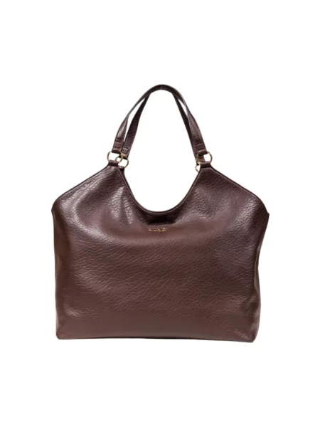 Duża torebka skórzana Liu Jo brązowa