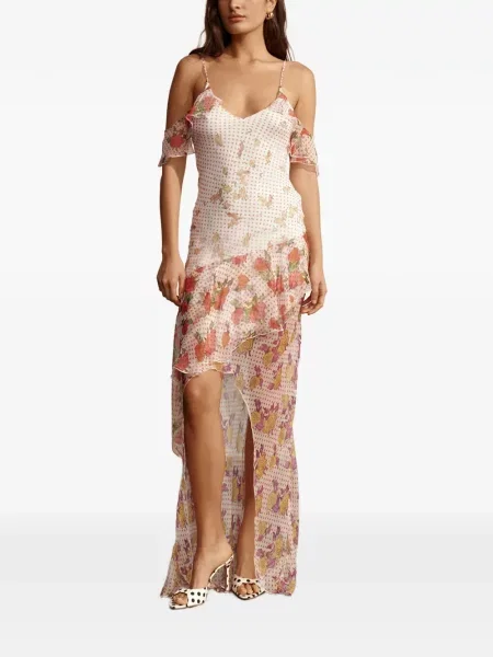 Rochie maxi Donde Esteban de mătase cu volane