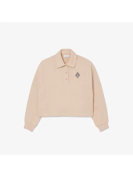 Lacoste Bluza O Kroju Oversize Z Kołnierzykiem Polo beżowa