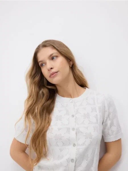 Reserved Cardigan ajurat crem