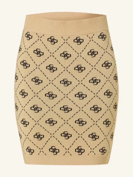 Guess spódnica z domieszką wełny SARAH mini ołówkowa beżowy