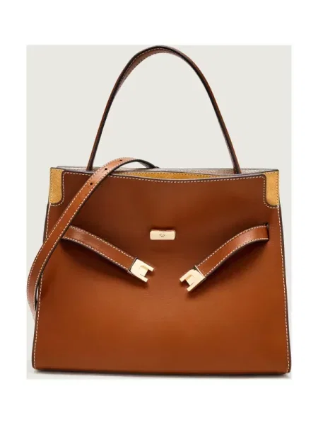 Bőr kézitáska Tory Burch barna