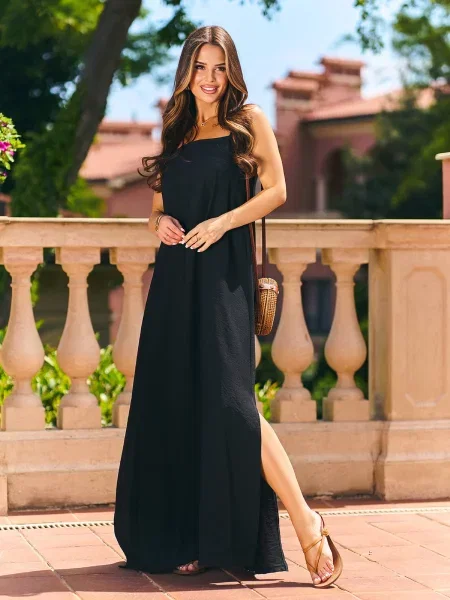 Лляний Сарафан ISSA Plus чорний