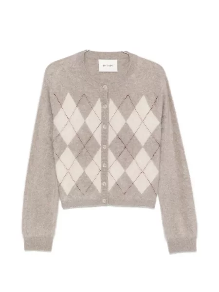 Cardigan Soft Goat din cașmir cu model argyle gri