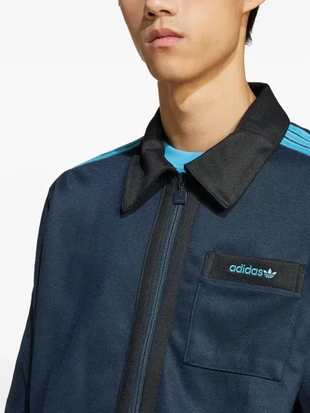 Pantaloni Adidas cu dungi cu broderie din fleece negru