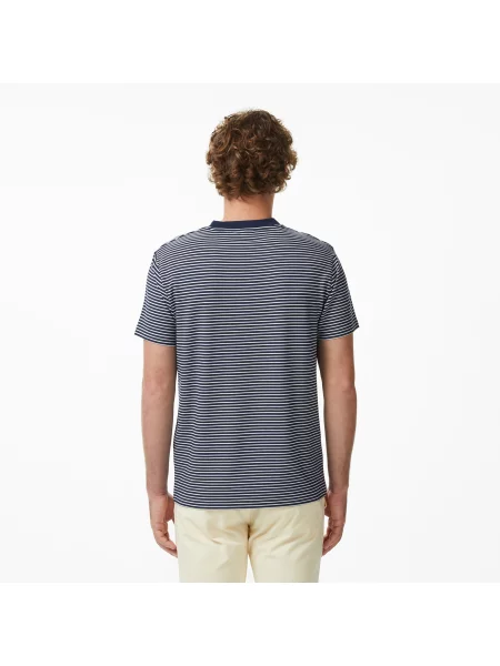 Lacoste T-Shirt Z Okrągłym Dekoltem W Paski Regular Fit granatowy