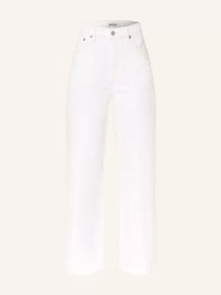 Agolde Krótkie Dżinsy Harper Crop weiss białe