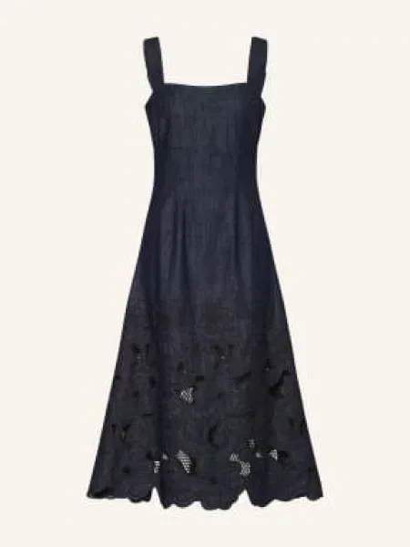 Veronica Beard Sukienka Rosaura W Stylu Jeansowym Z Koronką Z Dziurkami blau