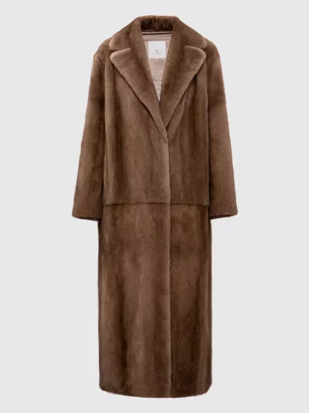 Подовжена шуба з хутра норки Rindi коричнева