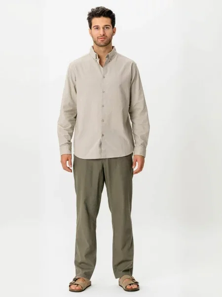 TEESHOPPEN Cămașă Linen Blend nisipiu