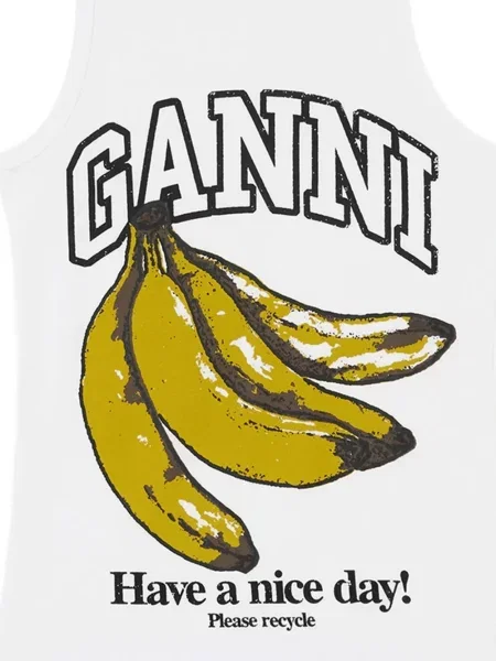 Felső Ganni nyomtatás fehér