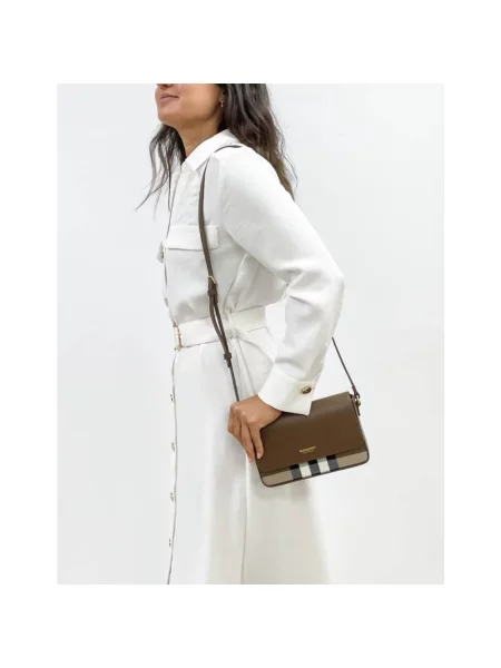 Torebka Burberry w kratę brązowa