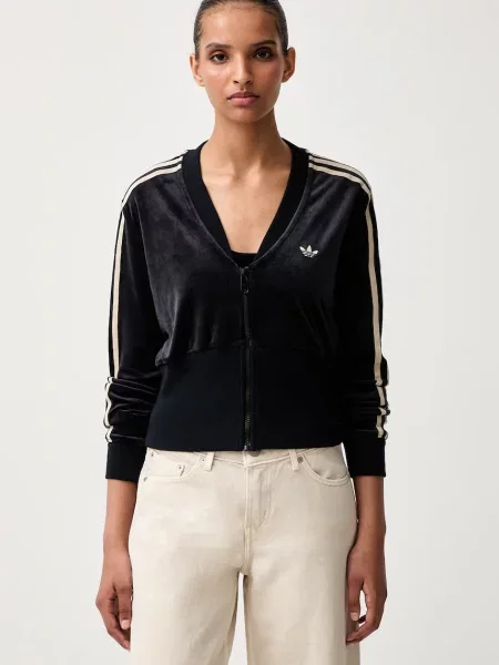 Adidas Originals rozepínací mikina velurová černá