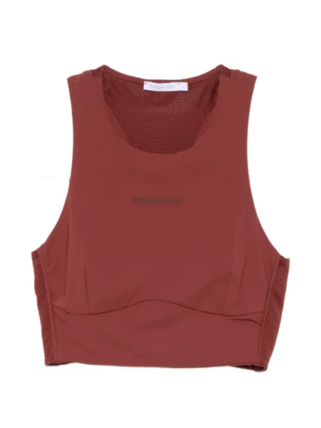 Топ Patrizia Pepe без ръкави с автограф кафяво