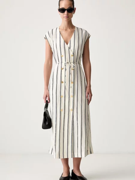 Tommy Hilfiger rochie evazată cu lyocell bej