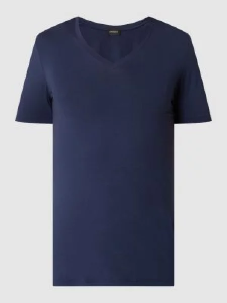 T-shirt z dekoltem w serek Hanro