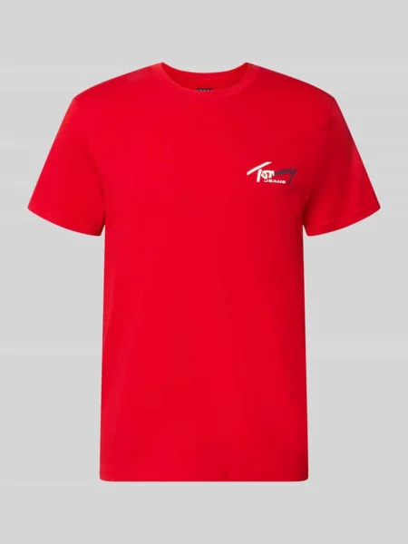 T-shirt o kroju slim fit z czystej bawełny Tommy Jeans czerwona