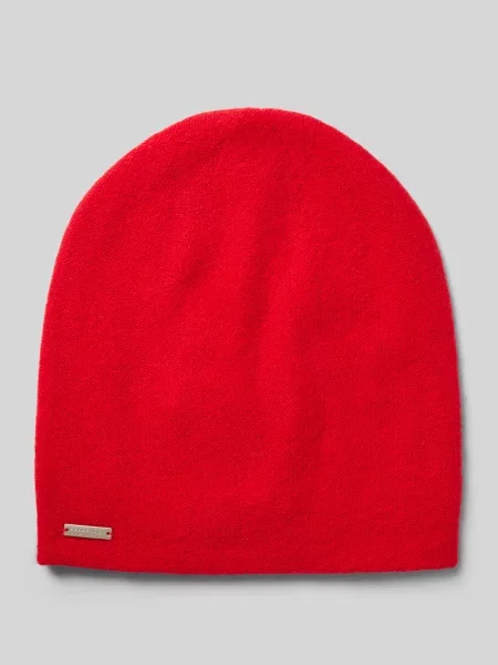 Podwójnie dziana czapka beanie z czystego kaszmiru Seeberger czerwona