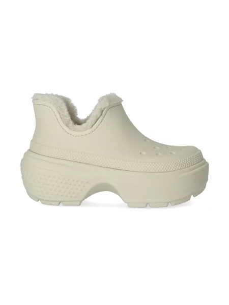 Crocs botki Stomp Lined Shorty Boot beżowy na platformie ocieplone białe
