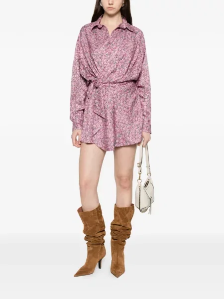 Rochie mini Isabel Marant cu model floral de costum roz