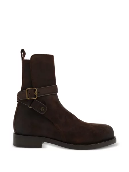 Čizmice Burberry od brušene kože smeđa