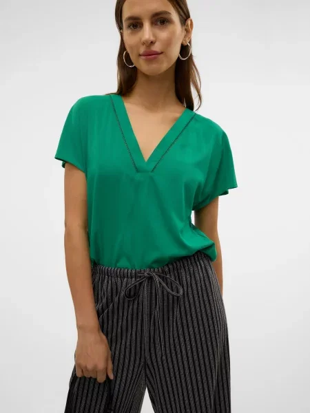 VERO MODA Blúzka VMBELLA tmavozelená zelená