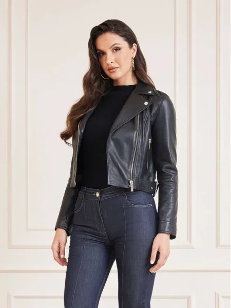 Usnjena jakna Marciano Guess črna