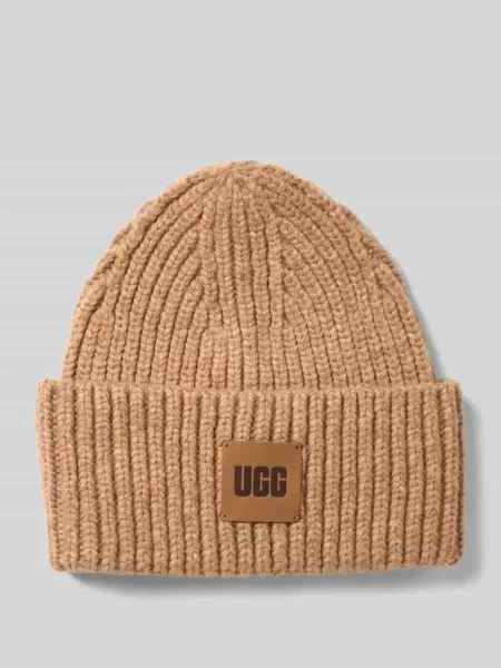 UGG czapka beanie z dodatkiem wełny brązowa