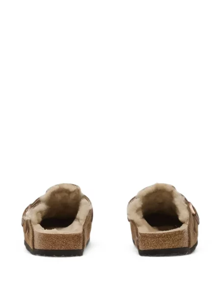 Saboți Birkenstock din piele de oaie maro