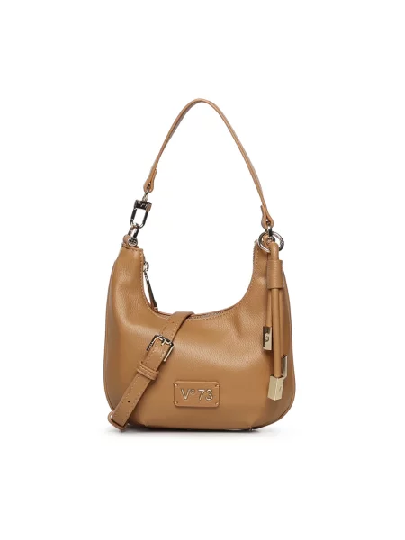 Torebka skórzana V73 skórzana z bursztynem brązowa