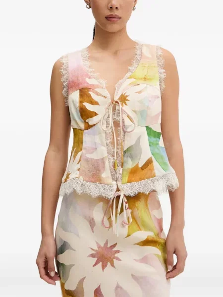 Top Never Fully Dressed cu model floral cu imagine din dantelă