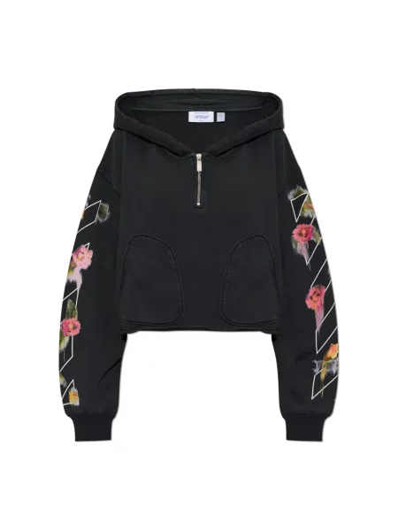 Bluza z kapturem Off-white z kapturem z logo biała