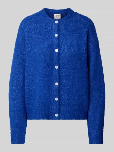 Kardigan rozpinany o kroju relaxed fit z dodatkiem wełny model Belablue' Ichi niebieski