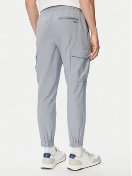 BOSS Cargo stiliaus kelnės T_Urbanex-CargoLight Tamsiai Tapered Fit pilka