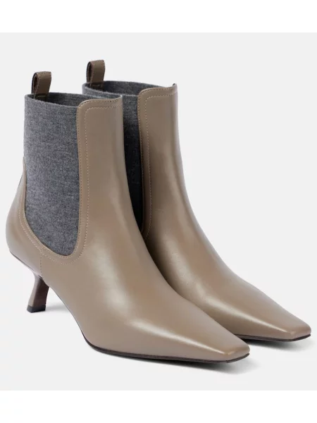 Usnjene čevlji do gležnjev Brunello Cucinelli siva