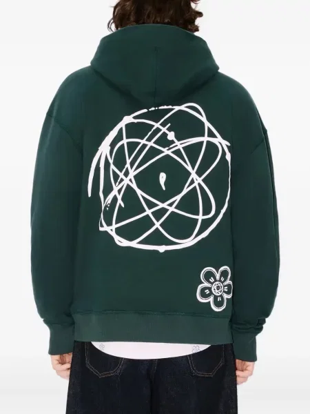 Суичър с качулка Kenzo на цветя с принт зелено