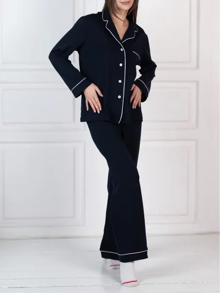 Піжама Elegante темно-синій бавовна/еластан синя